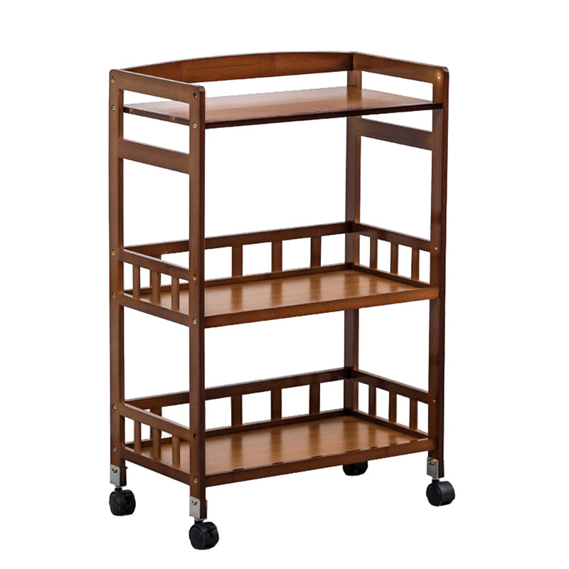 Modern Wooden Prep Table Open Shelves Rectangular Kitchen Trolley