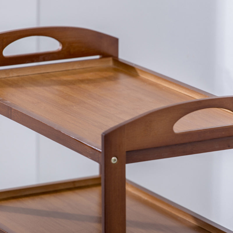 Modern Wooden Prep Table Open Shelves Rectangular Kitchen Trolley