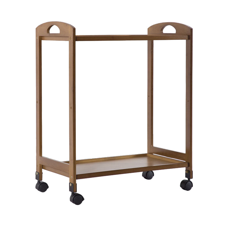 Modern Wooden Prep Table Open Shelves Rectangular Kitchen Trolley