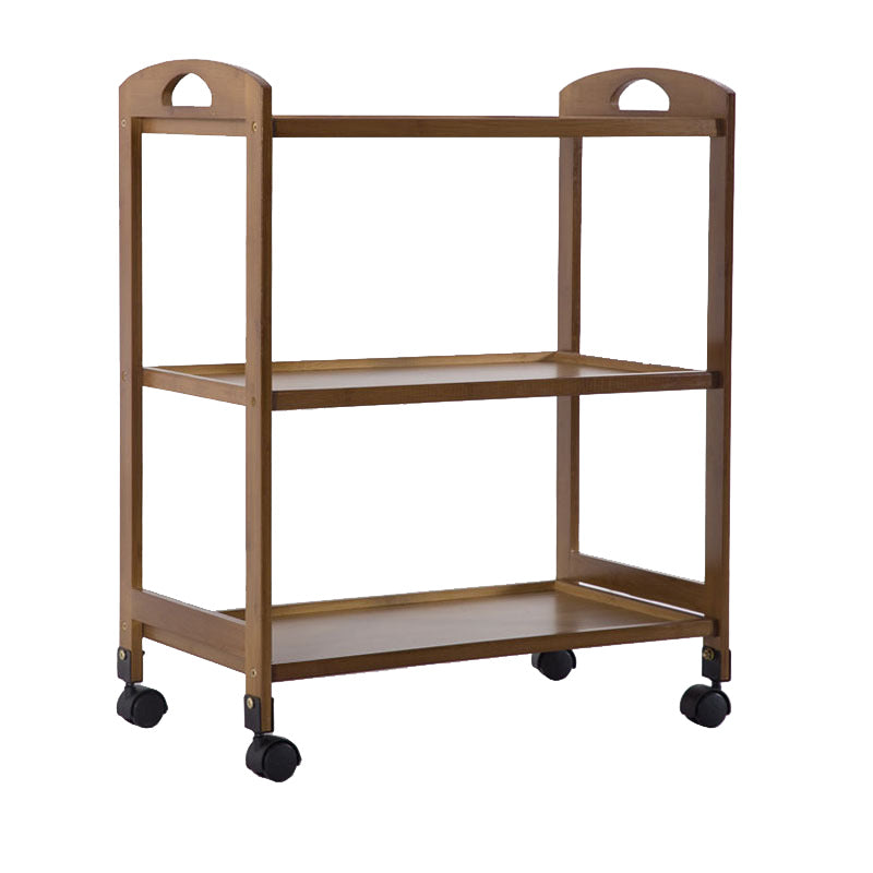 Modern Wooden Prep Table Open Shelves Rectangular Kitchen Trolley