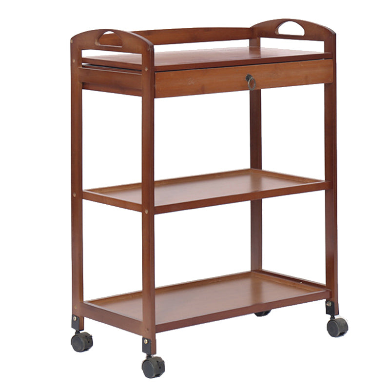Modern Wooden Prep Table Open Shelves Rectangular Kitchen Trolley