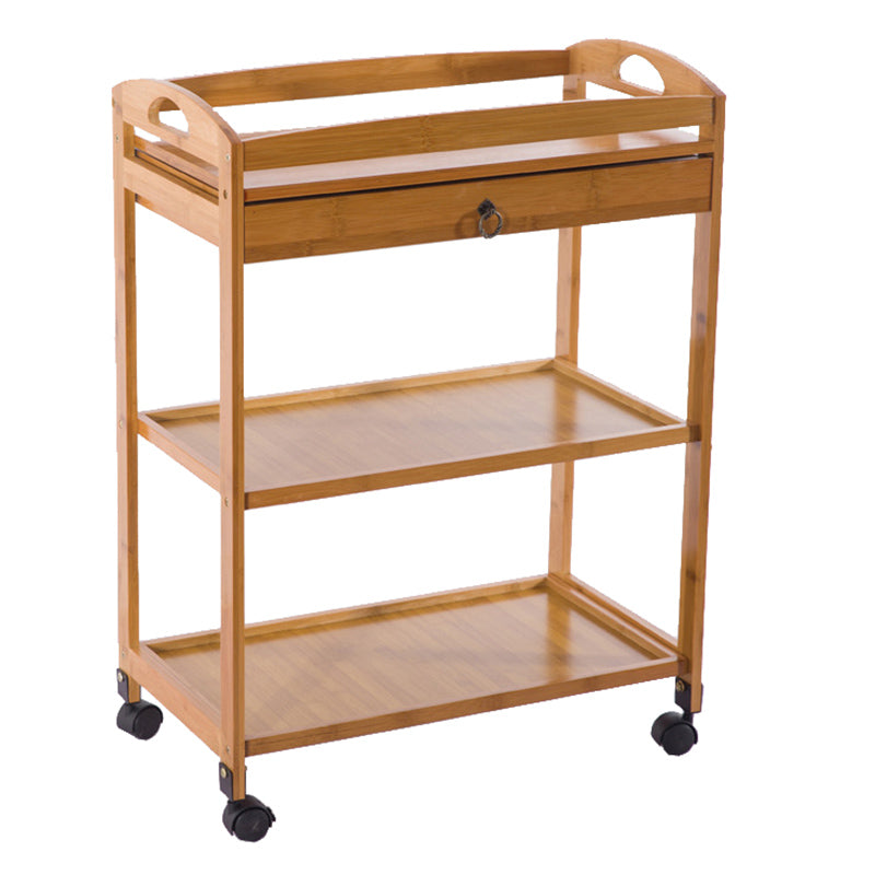 Modern Wooden Prep Table Open Shelves Rectangular Kitchen Trolley