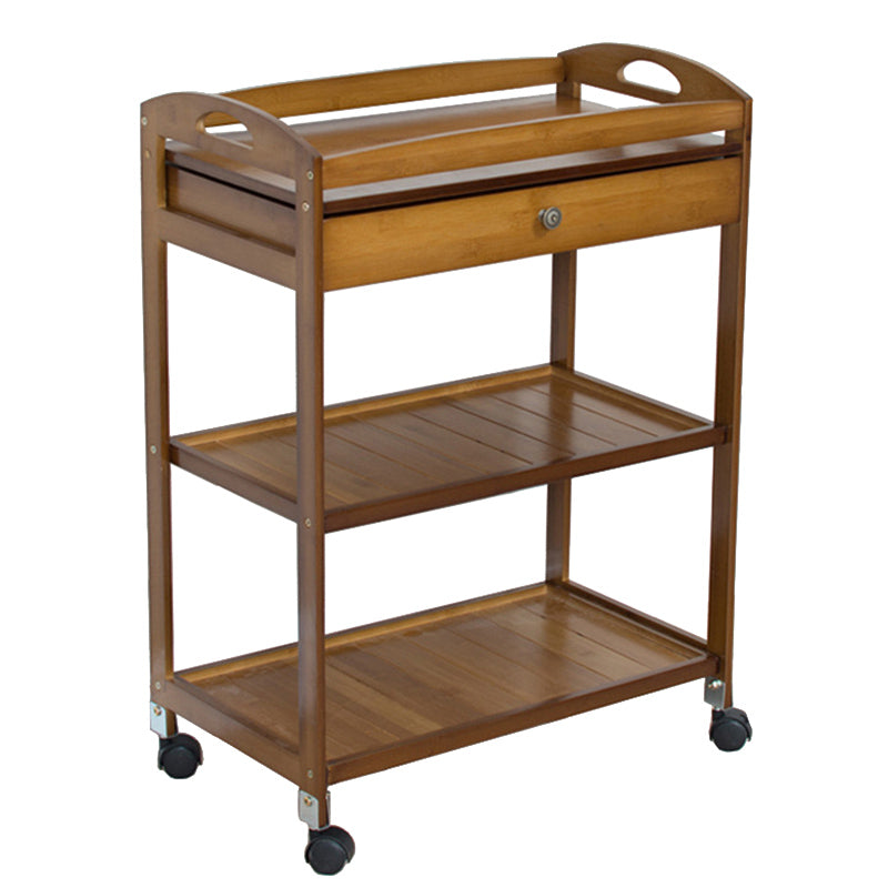 Modern Wooden Prep Table Open Shelves Rectangular Kitchen Trolley