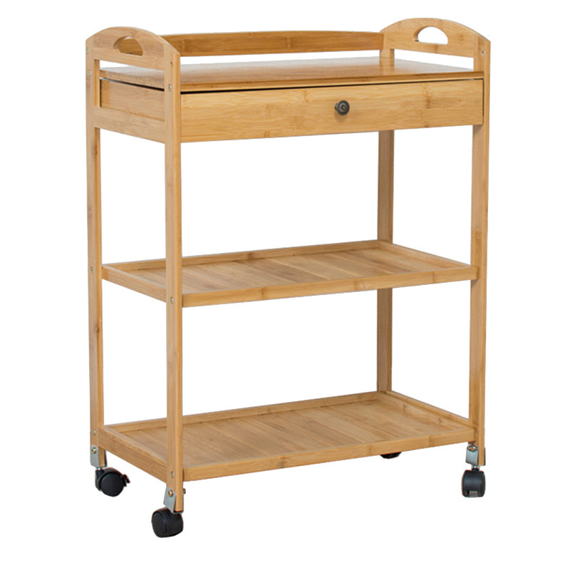 Modern Wooden Prep Table Open Shelves Rectangular Kitchen Trolley