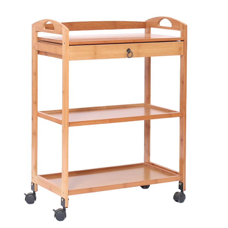 Modern Wooden Prep Table Open Shelves Rectangular Kitchen Trolley