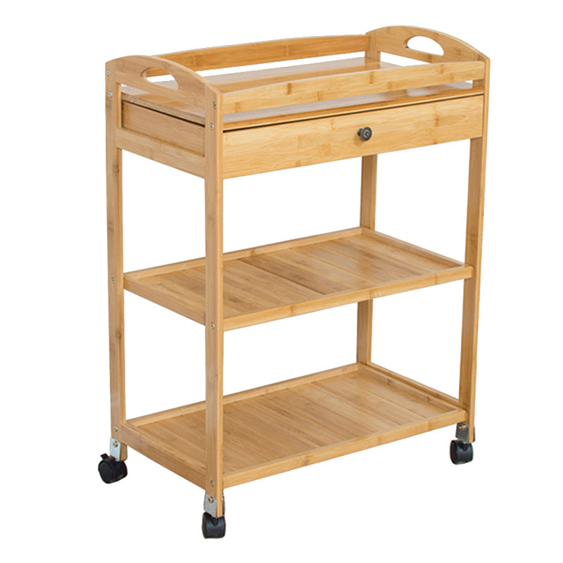 Modern Wooden Prep Table Open Shelves Rectangular Kitchen Trolley