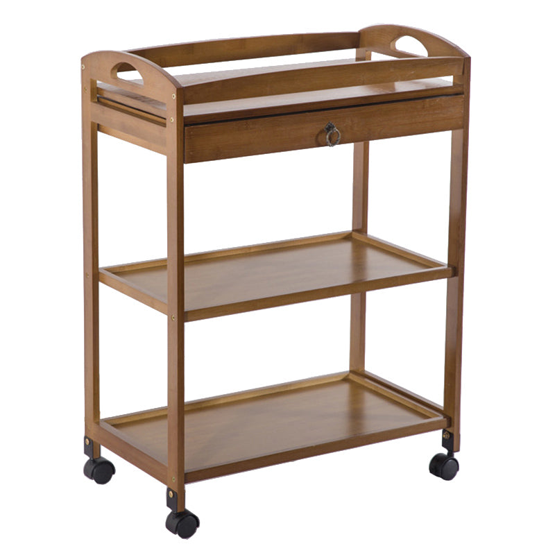 Modern Wooden Prep Table Open Shelves Rectangular Kitchen Trolley