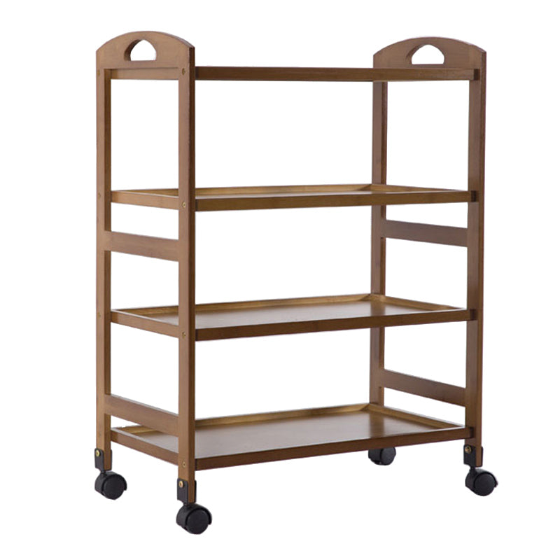 Modern Wooden Prep Table Open Shelves Rectangular Kitchen Trolley