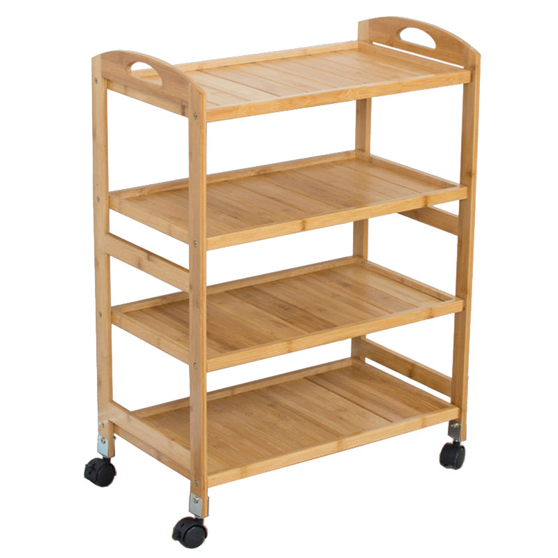 Modern Wooden Prep Table Open Shelves Rectangular Kitchen Trolley