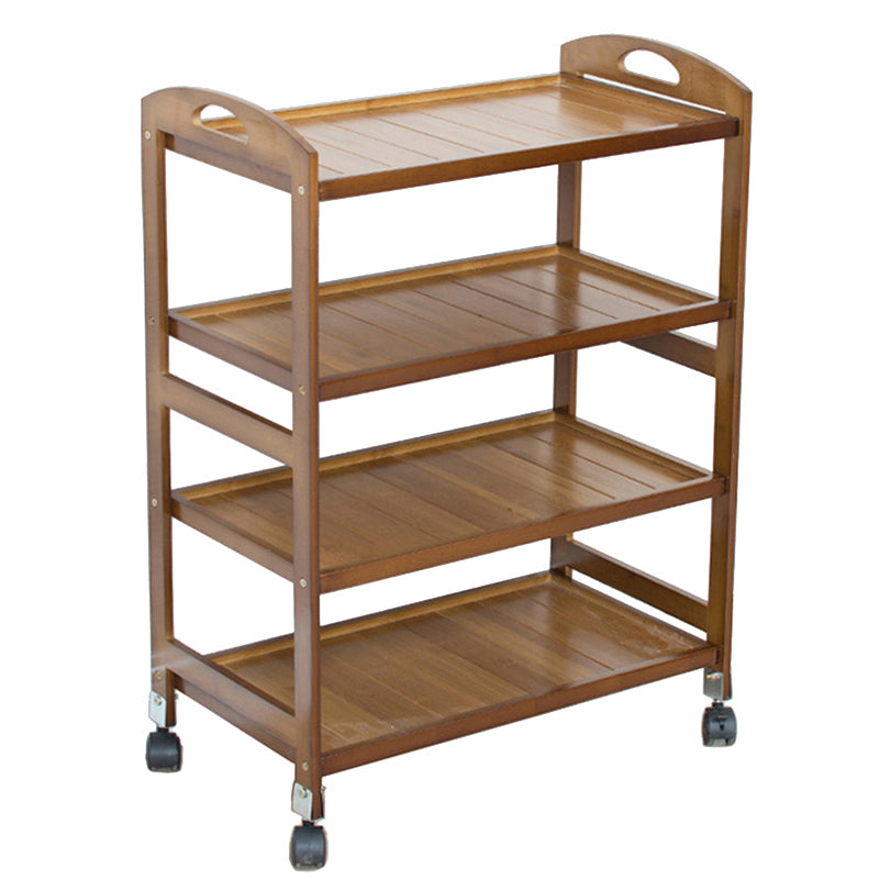 Modern Wooden Prep Table Open Shelves Rectangular Kitchen Trolley