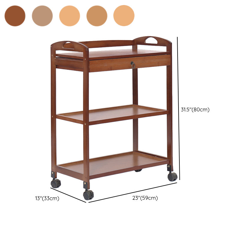 Modern Wooden Prep Table Open Shelves Rectangular Kitchen Trolley