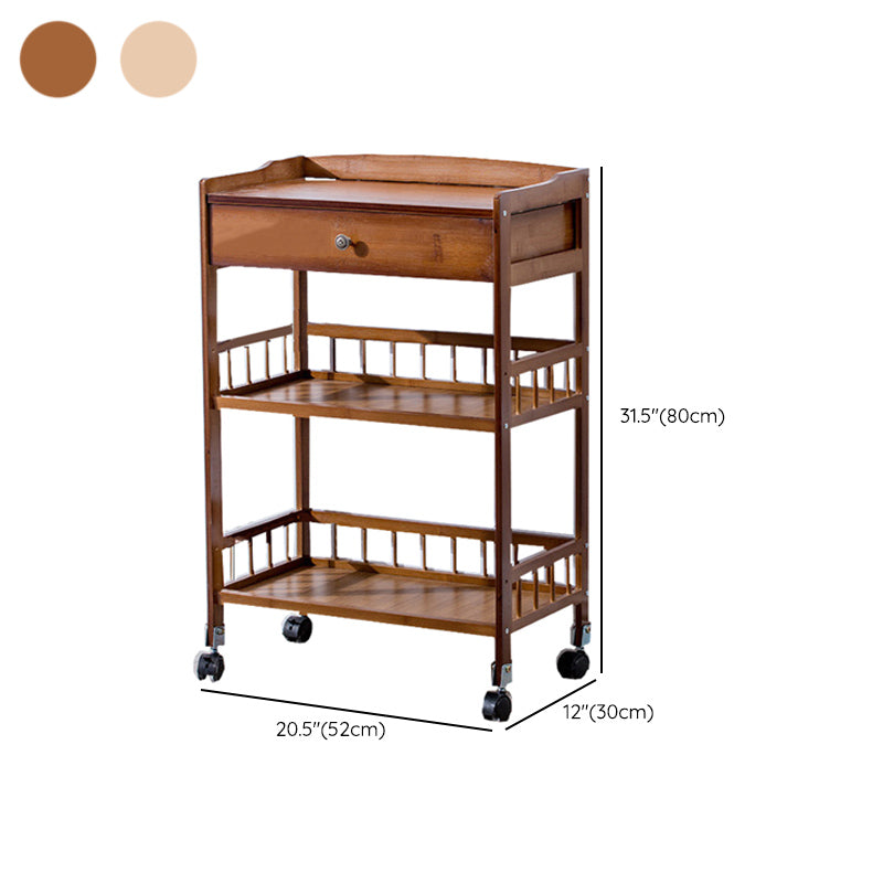 Modern Wooden Prep Table Open Shelves Rectangular Kitchen Trolley