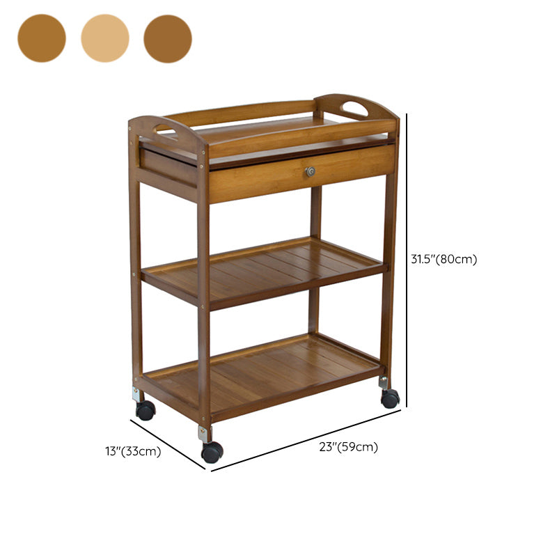 Modern Wooden Prep Table Open Shelves Rectangular Kitchen Trolley