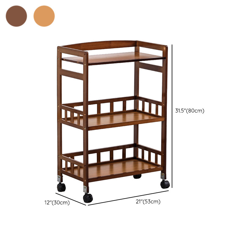 Modern Wooden Prep Table Open Shelves Rectangular Kitchen Trolley