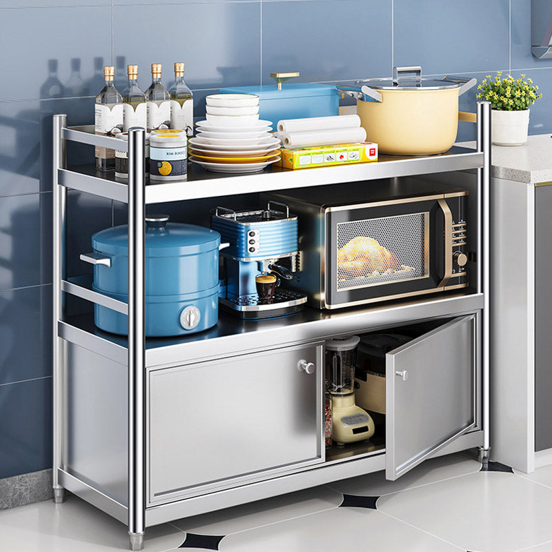 Stainless Steel Prep Table Home Dining Kitchen Island Cart in Silver
