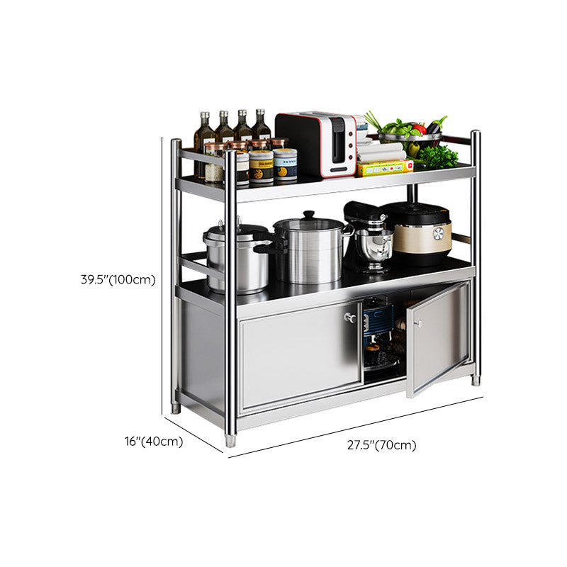 Stainless Steel Prep Table Home Dining Kitchen Island Cart in Silver