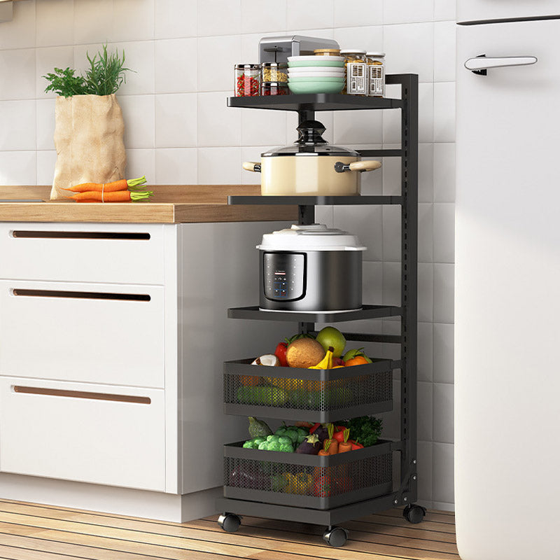 Metal Open Shelves Prep Table Dining Room Rolling Kitchen Trolley
