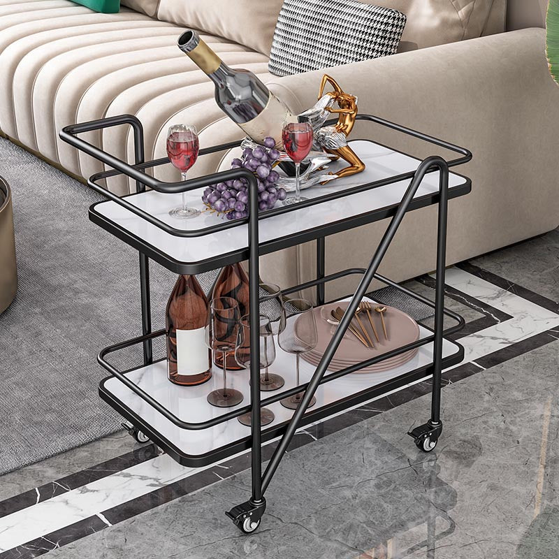 Marble Open Shelves Prep Table Rectangular Dining Room Kitchen Trolley