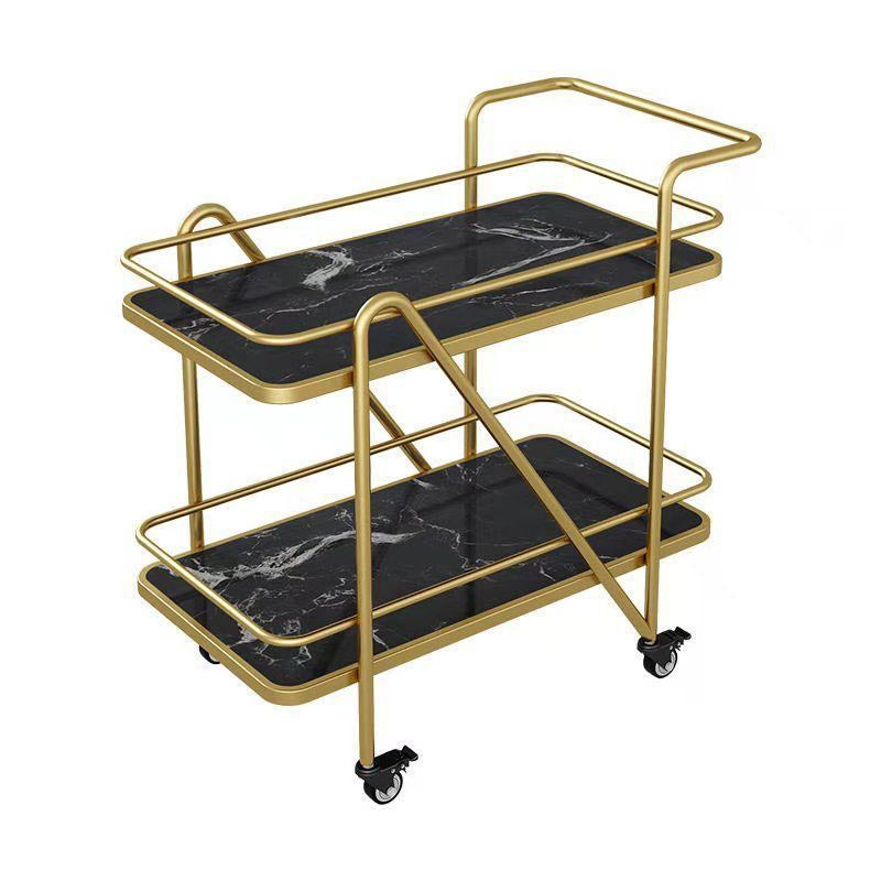Marble Open Shelves Prep Table Rectangular Dining Room Kitchen Trolley
