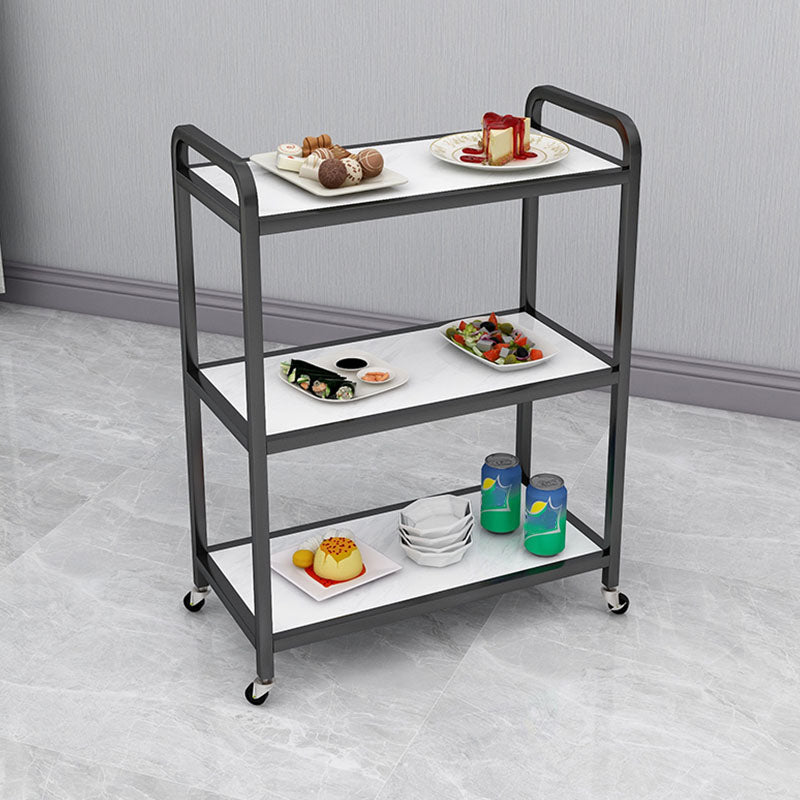 Wooden Prep Table Modern Rolling Open Shelves Kitchen Trolley