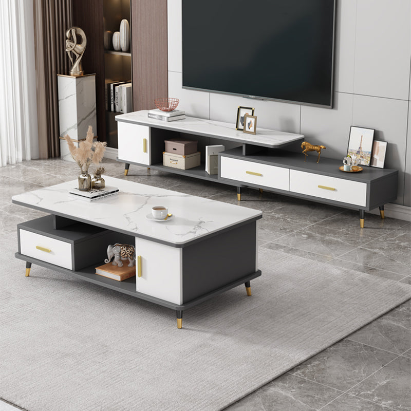 Slate Coffee Table Rectangle Glam Cocktail Table with 4 Legs