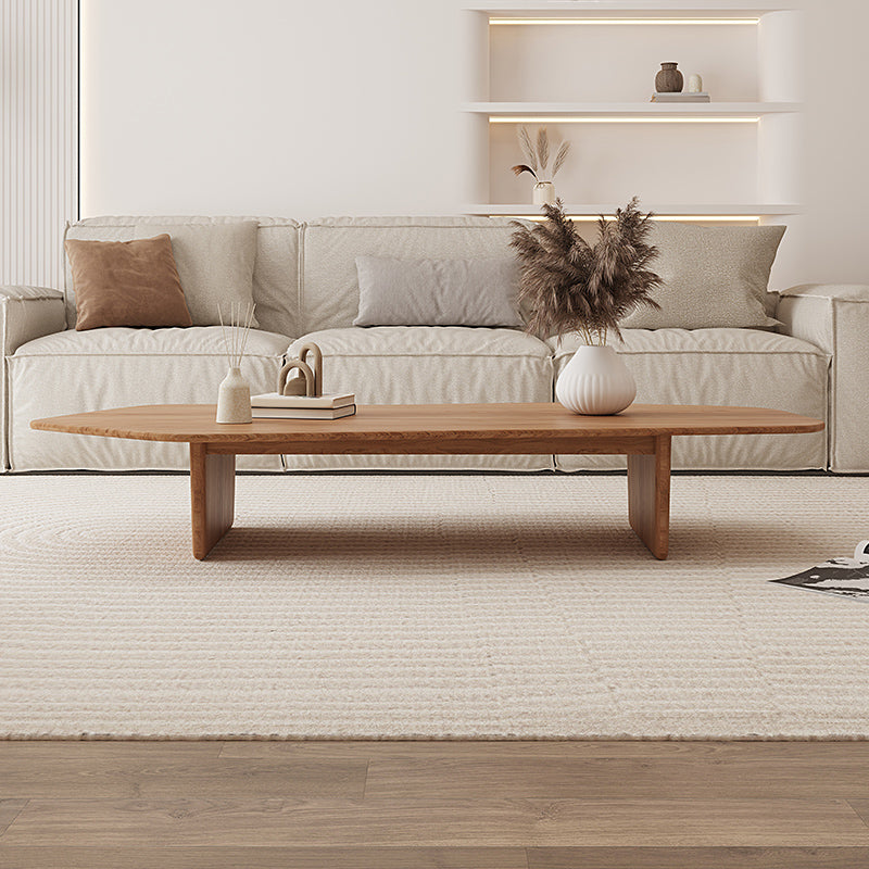 Solid Wood Coffee Table Free-Form Modern Cocktail Table with 2 Legs