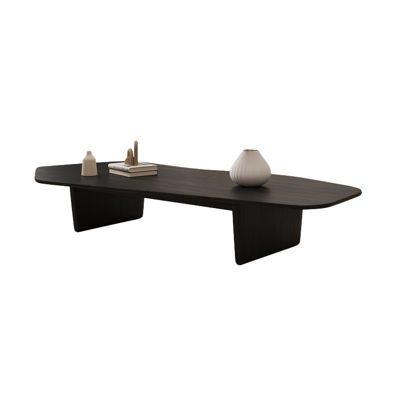 Solid Wood Coffee Table Free-Form Modern Cocktail Table with 2 Legs