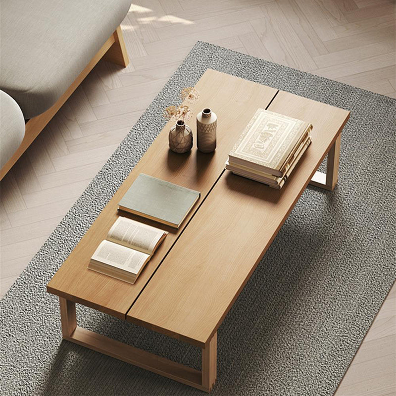 Sled Natural Coffee Table Set Rectangle Solid Wood Coffee Table