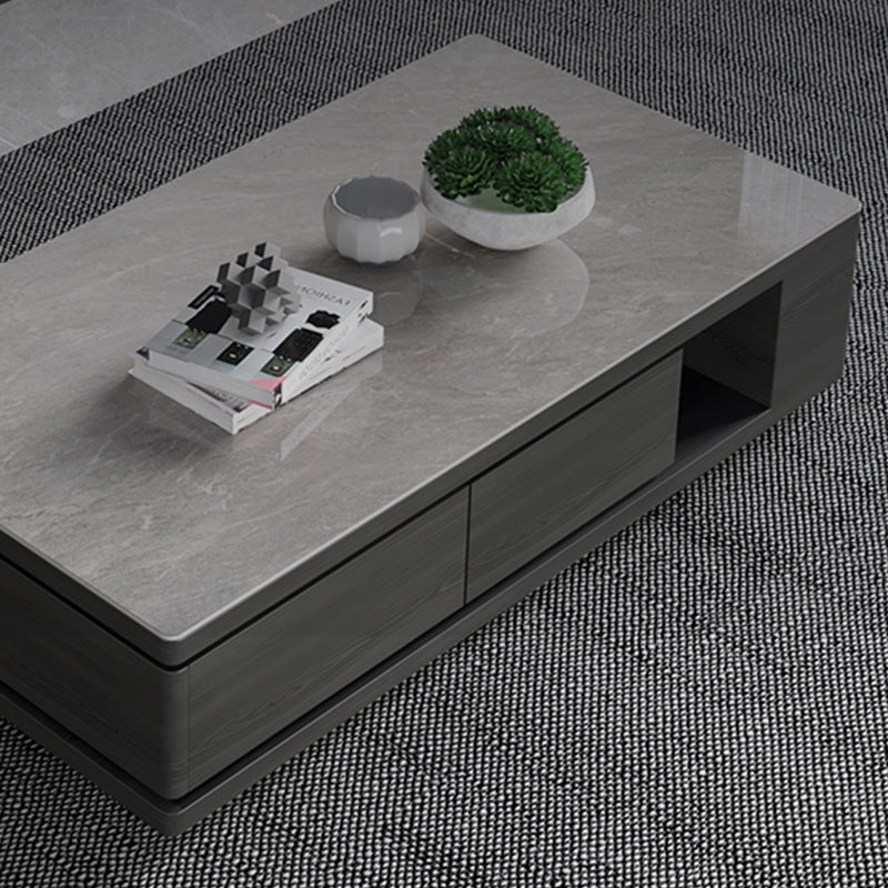 Modern Rectangle Coffee Table Set Espresso Wood Coffee Table with Drawers