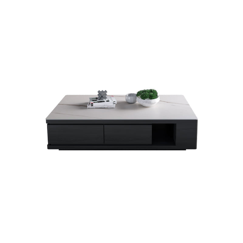 Modern Rectangle Coffee Table Set Espresso Wood Coffee Table with Drawers