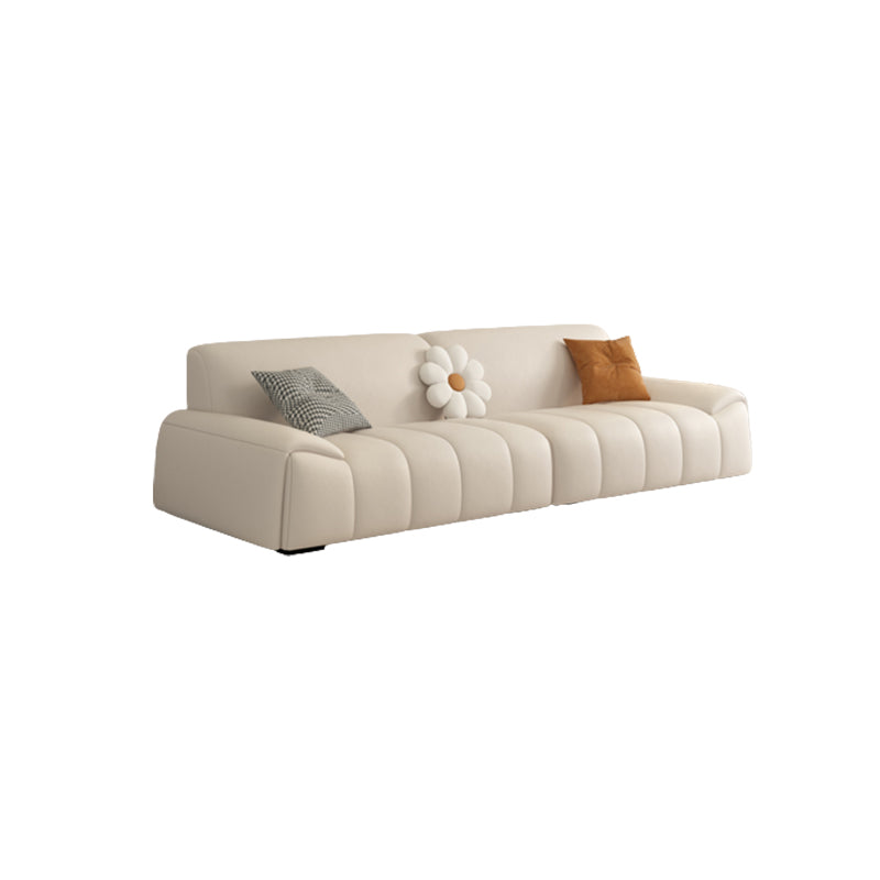 Genuine Leather Cream Sofa Modern 30.7" H Pillow Top Arm Sofa