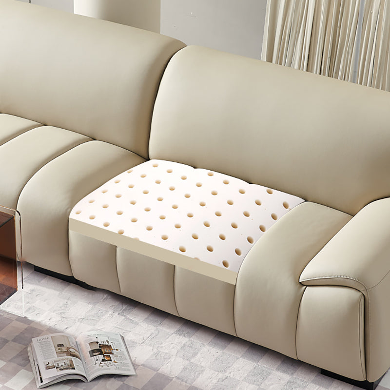 Genuine Leather Cream Sofa Modern 30.7" H Pillow Top Arm Sofa