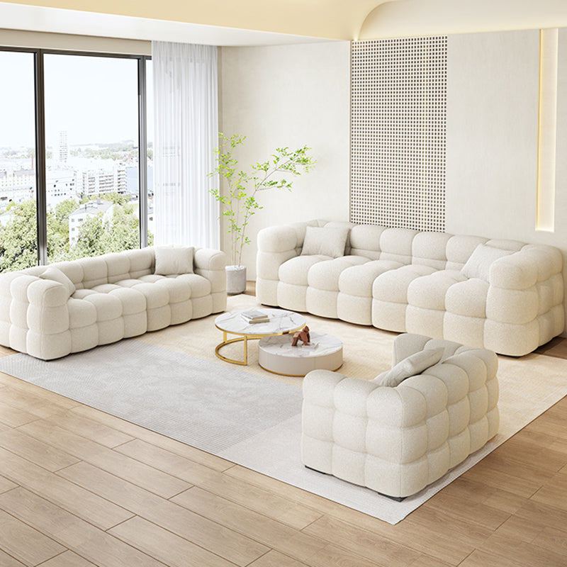 Nordic Biscuit Back Wool Sofa Tuxedo Arm 41.3"d Sofa in Cream