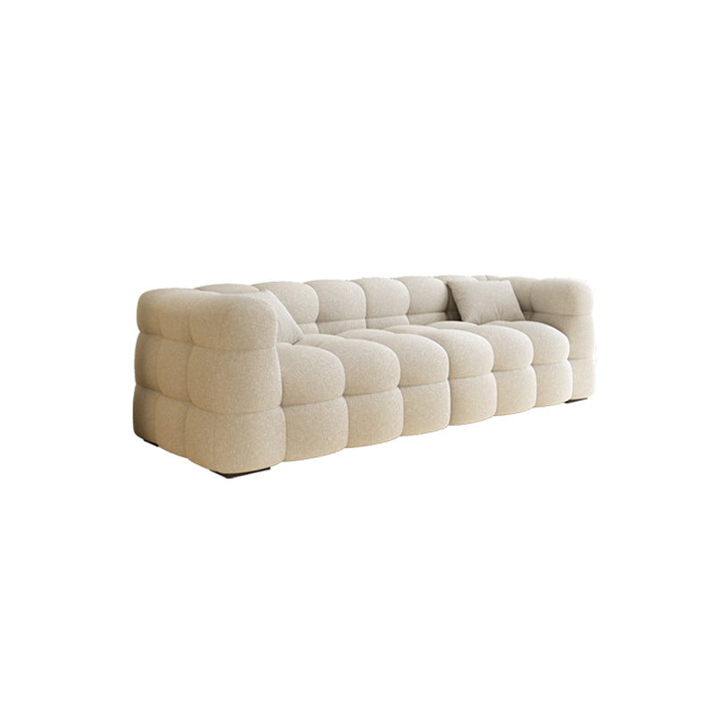 Nordic Biscuit Back Wool Sofa Tuxedo Arm 41.3"d Sofa in Cream