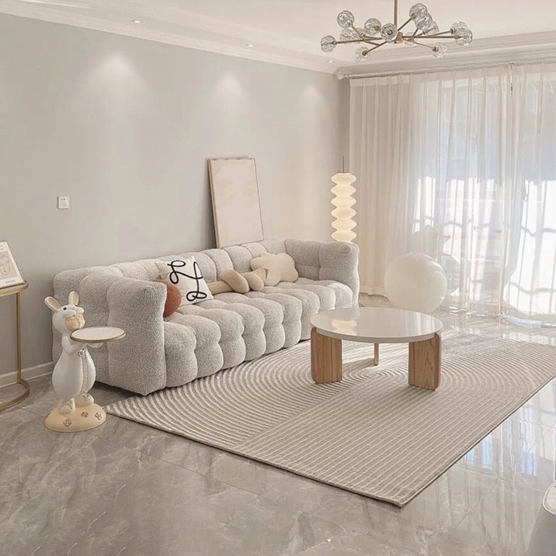Nordic Biscuit Back Wool Sofa Tuxedo Arm 41.3"d Sofa in Cream
