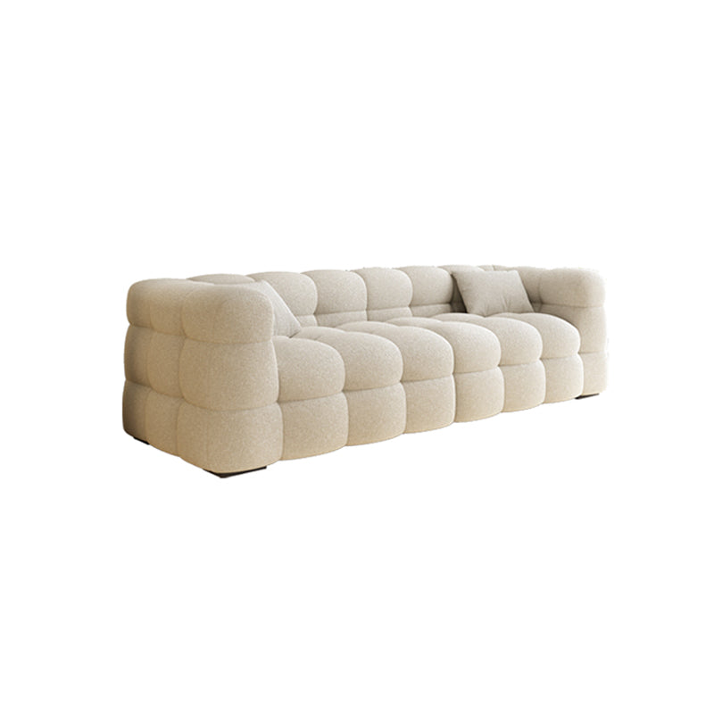 Nordic Biscuit Back Wool Sofa Tuxedo Arm 41.3"d Sofa in Cream
