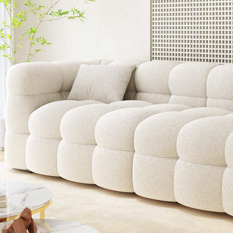 Nordic Biscuit Back Wool Sofa Tuxedo Arm 41.3"d Sofa in Cream