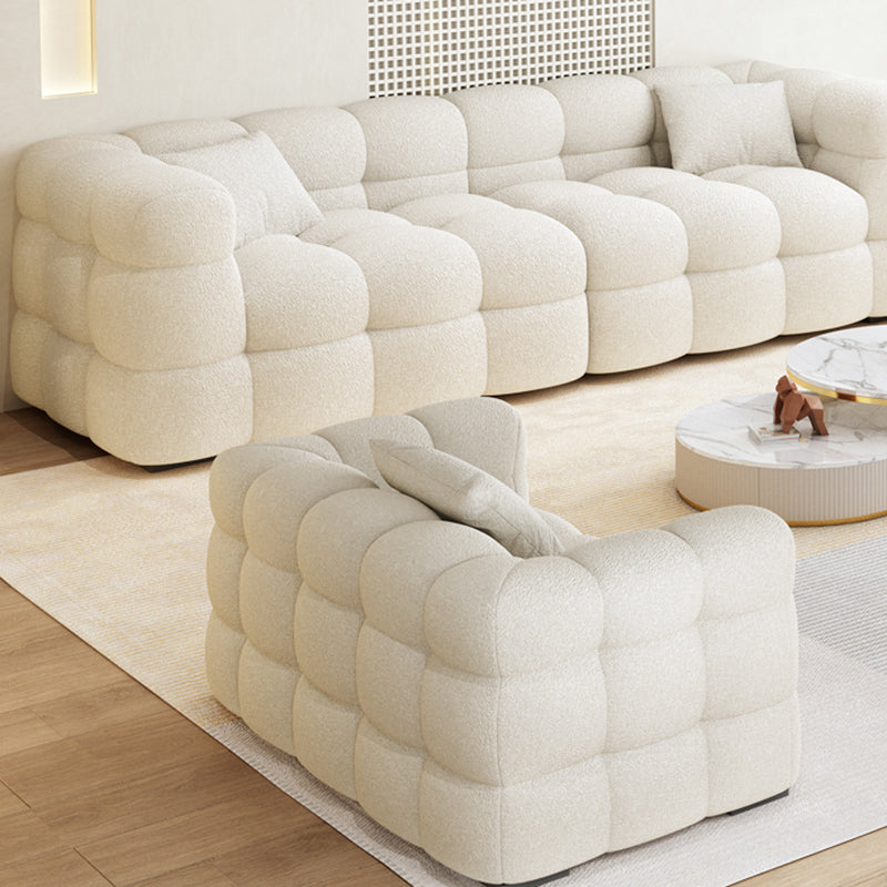 Nordic Biscuit Back Wool Sofa Tuxedo Arm 41.3"d Sofa in Cream