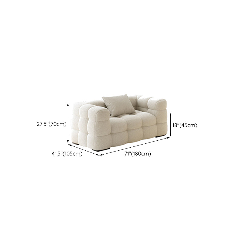 Nordic Biscuit Back Wool Sofa Tuxedo Arm 41.3"d Sofa in Cream