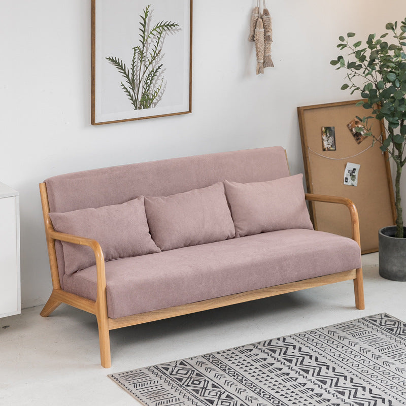 Nordic Solid Wood Sofa 3-Seater Square Arm Sofa with Single Cushion Seat