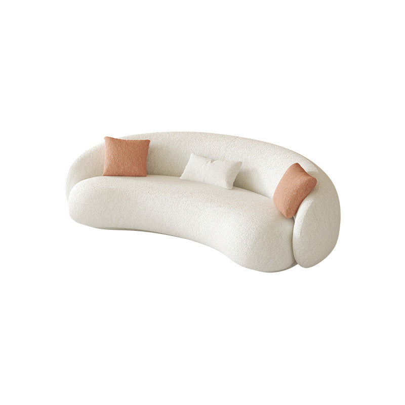 Sloped Arm Curved Sofa Nordic Wool Simple Sofa in White of 27.6" H