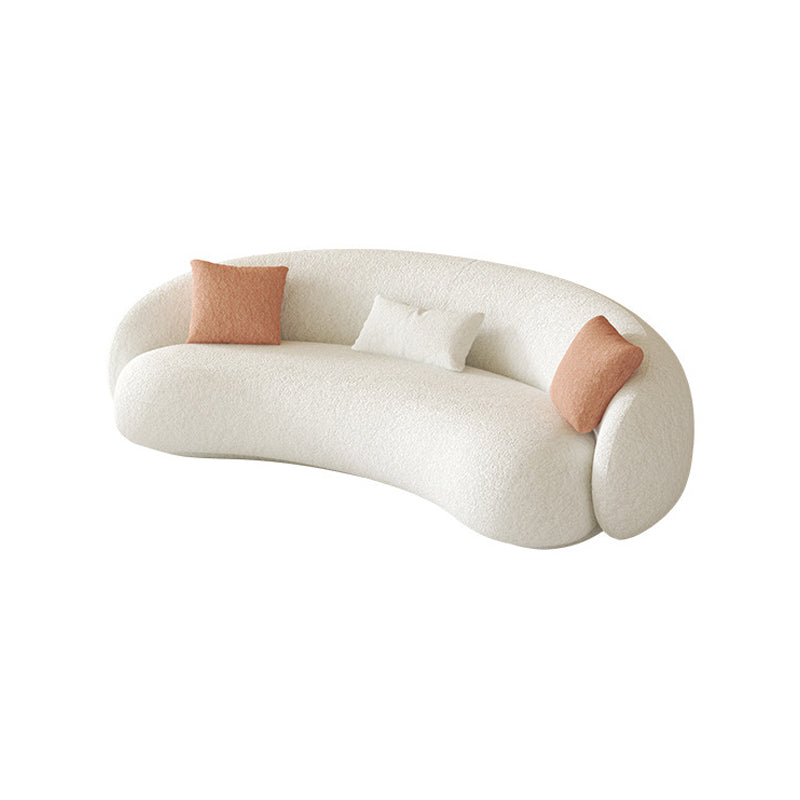 Sloped Arm Curved Sofa Nordic Wool Simple Sofa in White of 27.6" H