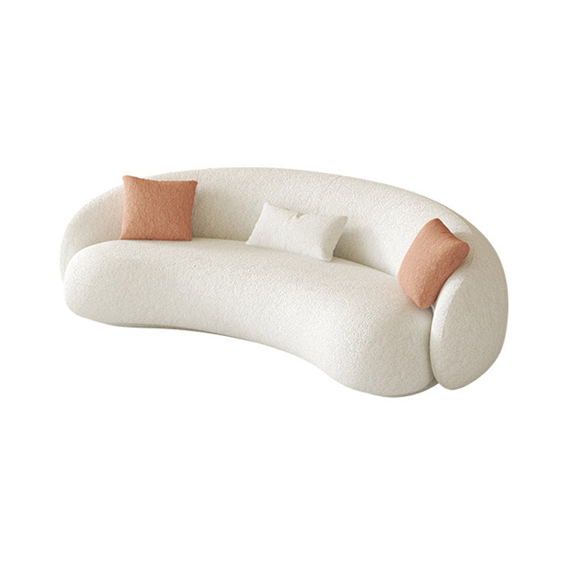 Sloped Arm Curved Sofa Nordic Wool Simple Sofa in White of 27.6" H