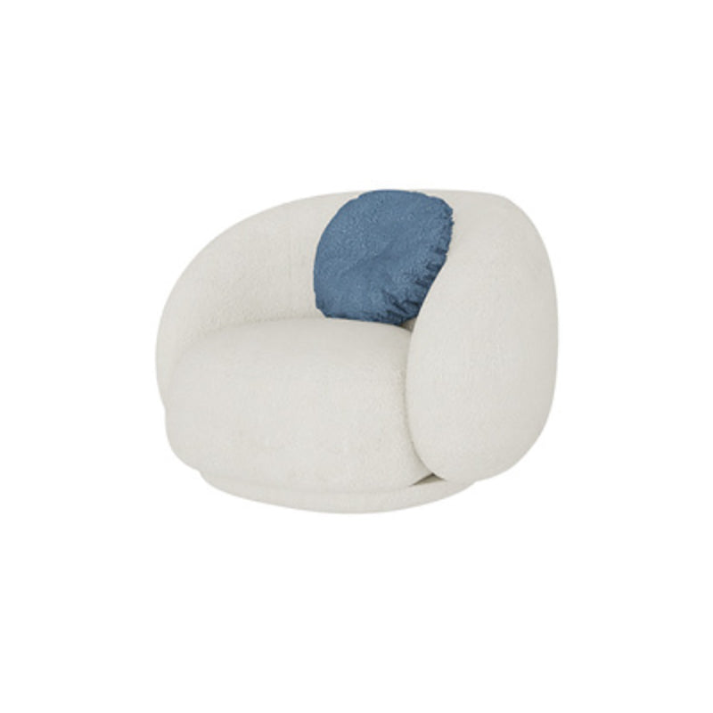 Sloped Arm Curved Sofa Nordic Wool Simple Sofa in White of 27.6" H
