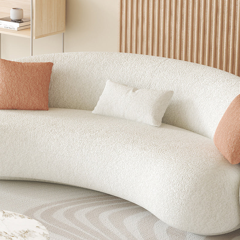 Sloped Arm Curved Sofa Nordic Wool Simple Sofa in White of 27.6" H