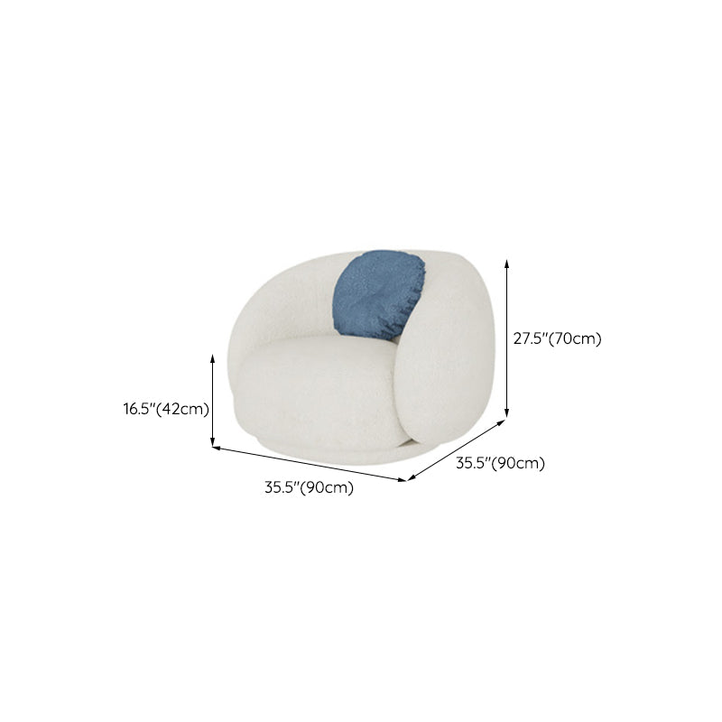 Sloped Arm Curved Sofa Nordic Wool Simple Sofa in White of 27.6" H