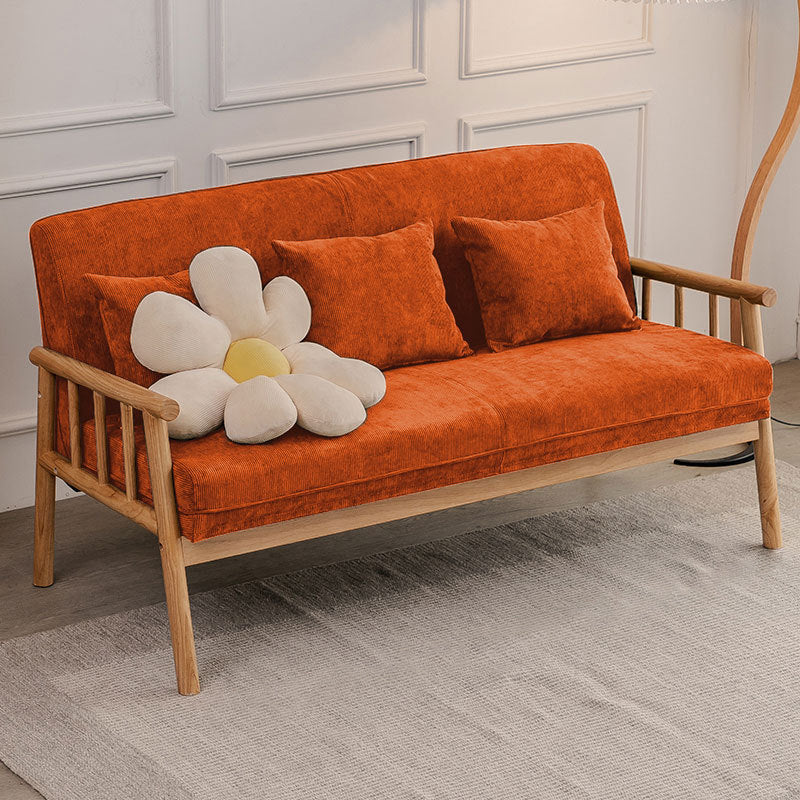 3-Seater Solid Wood Sofa Scandinavian Single Cushion Seat with Pillows