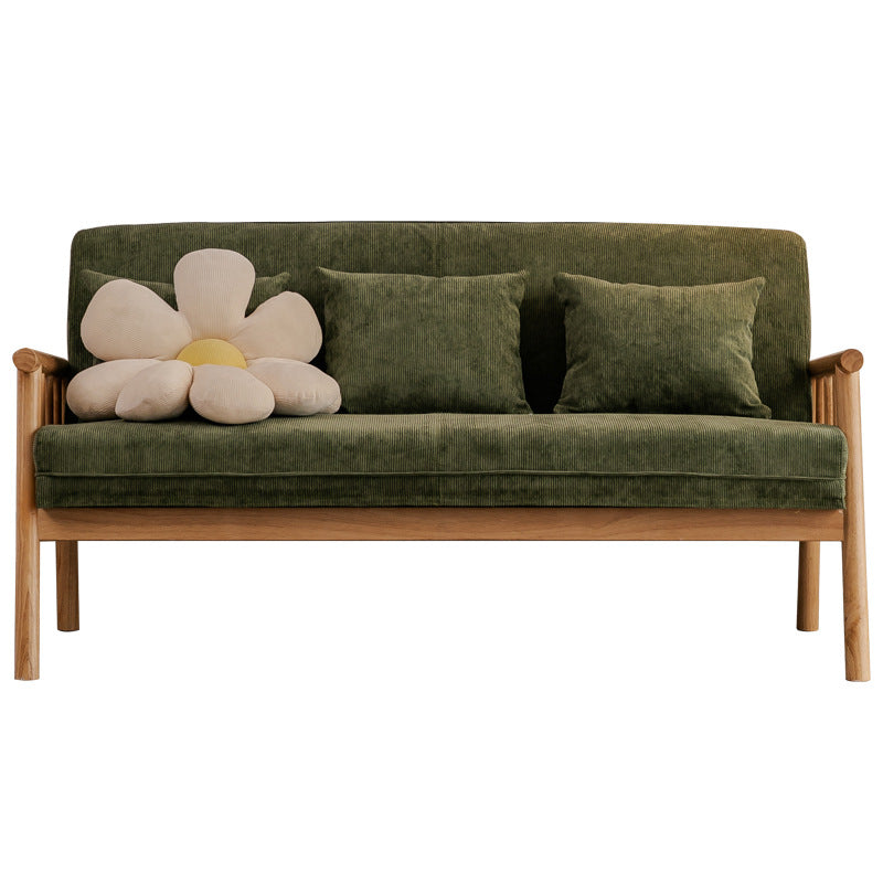 3-Seater Solid Wood Sofa Scandinavian Single Cushion Seat with Pillows