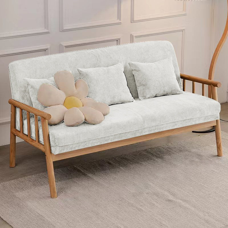 3-Seater Solid Wood Sofa Scandinavian Single Cushion Seat with Pillows