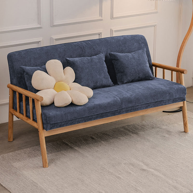 3-Seater Solid Wood Sofa Scandinavian Single Cushion Seat with Pillows